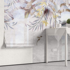 Tapet Personalizat Leaf cu ilustratie florala in arcade texturate - TROPICAL ARCHES