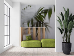 Tapet Personalizat Leaf cu frunze de palmier in spatele perdelei - BEHIND THE DRAPES