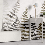 Tapet Personalizat Leaf cu frunze in nuante de bej si gri in stil watercolor - NOVEMBER LEAVES