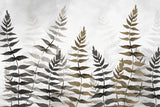 Tapet Personalizat Leaf cu frunze in nuante de bej si gri in stil watercolor - NOVEMBER LEAVES