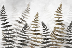 Tapet Personalizat Leaf cu frunze in nuante de bej si gri in stil watercolor - NOVEMBER LEAVES