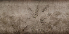 Tapet Personalizat Leaf cu bambus si palmieri pe un fundal texturat in stil vintage inchis - SEPIA DARK FOREST