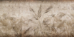 Tapet Personalizat Leaf cu bambus si palmieri pe un fundal texturat in stil vintage deschis - SEPIA LIGHT FOREST