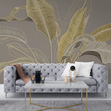 Tapet Personalizat Leaf cu frunze in stil plaster in relief in nuante aurii - GLITTER GOLD BANANA