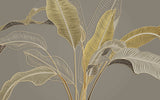 Tapet Personalizat Leaf cu frunze in stil plaster in relief in nuante aurii - GLITTER GOLD BANANA
