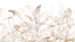 Tapet Personalizat Leaf cu frunze roz pastel in stil watercolor - LIGHT PINK WATERCOLOR