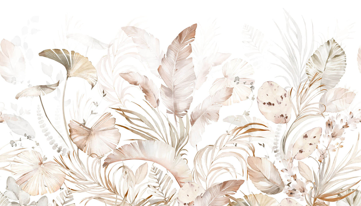 Tapet Personalizat Leaf cu frunze roz pastel in stil watercolor - LIGHT PINK WATERCOLOR