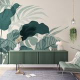 Tapet Personalizat Leaf cu frunze de monstera verde marin - AQUAMARINE LEAVES