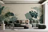Tapet Personalizat Leaf cu frunze de monstera verde marin - AQUAMARINE LEAVES