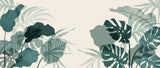 Tapet Personalizat Leaf cu frunze de monstera verde marin - AQUAMARINE LEAVES