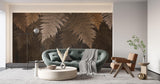 Tapet Personalizat Leaf cu frunze de feriga uscata in fundal maro - BROWN FERN