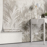 Tapet Personalizat Leaf cu frunze pe un fundal texturat in stil stucco bej - SCATTERED LEAVES