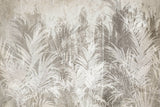 Tapet Personalizat Leaf cu frunze pe un fundal texturat in stil stucco bej - SCATTERED LEAVES