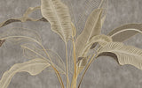 Tapet Personalizat Leaf cu frunze in stil plaster in relief in nuante aurii - NUDE GREY BANANA