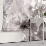 Tapet Personalizat Leaf cu frunze in nuante de mov estompat - PURPLE DAYDREAM