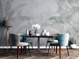 Tapet Personalizat Leaf cu frunze verzi estompate in fundal de vopsea decorativa texturat - GRUNGE SAGE