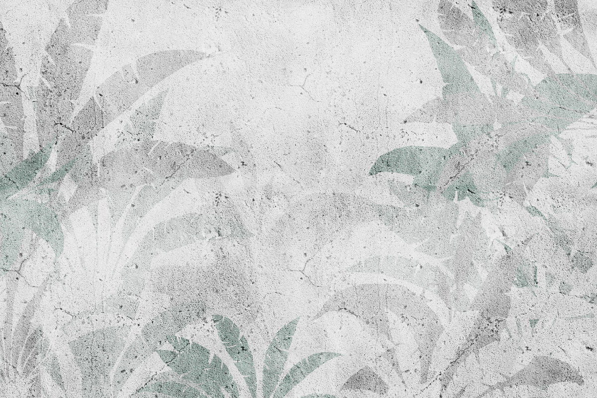 Tapet Personalizat Leaf cu frunze verzi estompate in fundal de vopsea decorativa texturat - GRUNGE SAGE