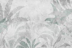 Tapet Personalizat Leaf cu frunze verzi estompate in fundal de vopsea decorativa texturat - GRUNGE SAGE
