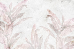 Tapet Personalizat Leaf cu frunze roz estompate in fundal de vopsea decorativa texturat - GRUNGE WALL LEAVES