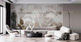 Tapet Personalizat Leaf cu frunze maronii pe un fundal de perete de ciment - CEMENT BLOCK LEAVES