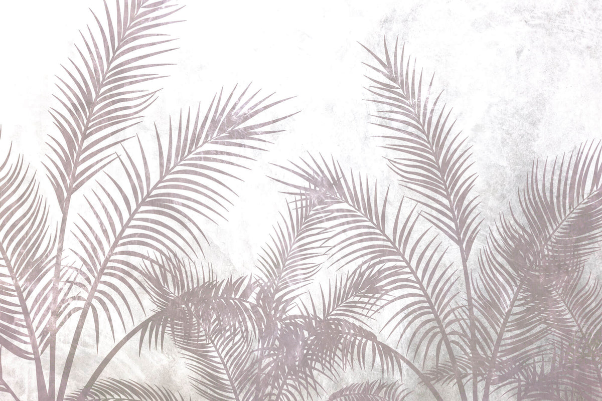 Tapet Personalizat Leaf cu frunze de palmier in nuante lila - REFINED PALM TREE