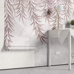 Tapet Personalizat Leaf cu frunze de palmier in nuante de roz - PINK WILLOW