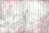 Tapet Personalizat Leaf cu frunze pe un fundal rozaliu de lemn alb vechi - WOODEN LEAVES PINK
