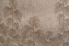Tapet Personalizat Leaf cu frunze monstera in stil vintage - GRUNGE MONSTERA WALL