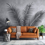 Tapet Personalizat Leaf cu palmieri alb negru texturati - THE GREY PALM
