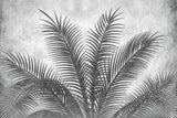 Tapet Personalizat Leaf cu palmieri alb negru texturati - THE GREY PALM