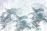 Tapet Personalizat Leaf cu palmieri in nuante de albastru - INTENSE CYAN PALMS