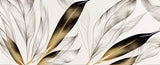 Tapet Personalizat Leaf cu frunze texturate in nuante de bej si crem - BEIGE FEATHER LEAVES II