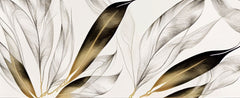 Tapet Personalizat Leaf cu frunze texturate in nuante de bej si crem - BEIGE FEATHER LEAVES II