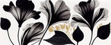 Tapet Personalizat Leaf cu frunze abstracte texturate in nuante de negru - BLACK BLOOM FLOWERS