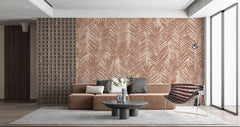 Tapet Personalizat Leaf cu frunze de palmier in nuante pamantii - REED BED