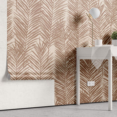 Tapet Personalizat Leaf cu frunze de palmier in nuante pamantii - REED BED