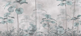 Tapet Personalizat Leaf cu palmieri tropicali in nuante de verde si gri - PALE CYAN PALMS