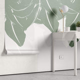 Tapet Personalizat Leaf cu frunze de bananier abstracte verzi - PLAIN GREEN LEAVES