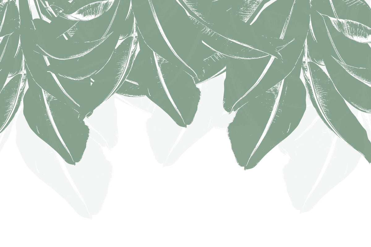 Tapet Personalizat Leaf cu frunze de bananier abstracte verzi - PLAIN GREEN LEAVES