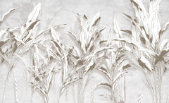 Tapet Personalizat Leaf cu bananieri in nuante de gri - BEIGE LEAF COLLAGE