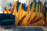 Tapet Personalizat Leaf cu spic de grau intr-o ilustratie pictata - CONTRAST WHEAT