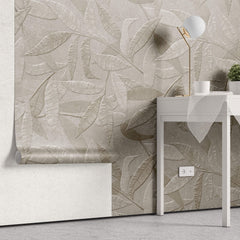 Tapet Personalizat Leaf cu frunze de bambus bej intr-o textura embosata - EMBOSSED BAMBOO