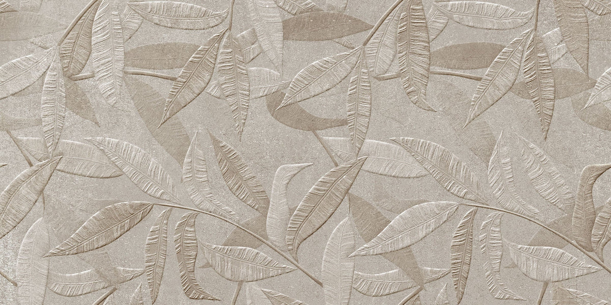Tapet Personalizat Leaf cu frunze de bambus bej intr-o textura embosata - EMBOSSED BAMBOO