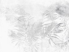 Tapet Personalizat Leaf cu plante tropicale in nuante de gri - CALM ABSTRACT BAMBOO