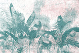 Tapet Personalizat Leaf cu plante verzi tropicale pe un fundal texturat - GRAFFITI PALM