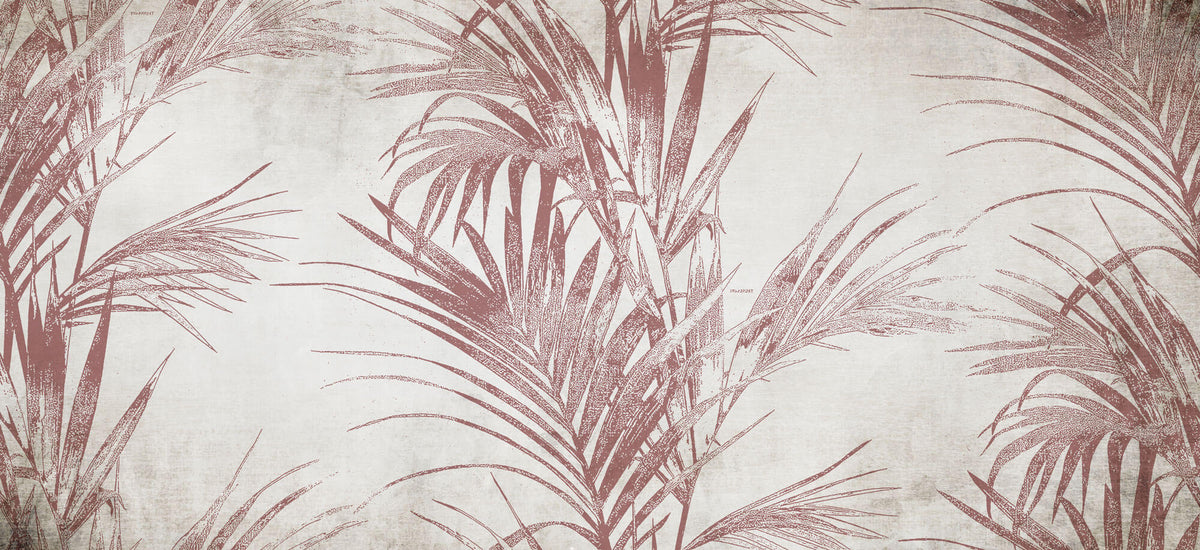 Tapet Personalizat Leaf cu frunde abstracte de palmier in nuante rosiatice - BOHO PINK PALM