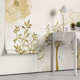 Tapet Personalizat Leaf cu copaci si plante aurii - GOLDEN ROOTS
