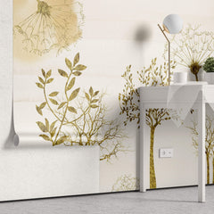 Tapet Personalizat Leaf cu copaci si plante aurii - GOLDEN ROOTS