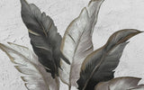 Tapet Personalizat Leaf cu pene gri si negre pe un fundal texturat stucco - ELEGANT STUCCO FEATHERS
