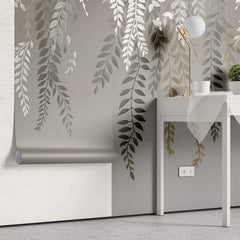 Tapet Personalizat Leaf cu frunze curgatoare texturate - HANGING ABSTRTACT LEAVES